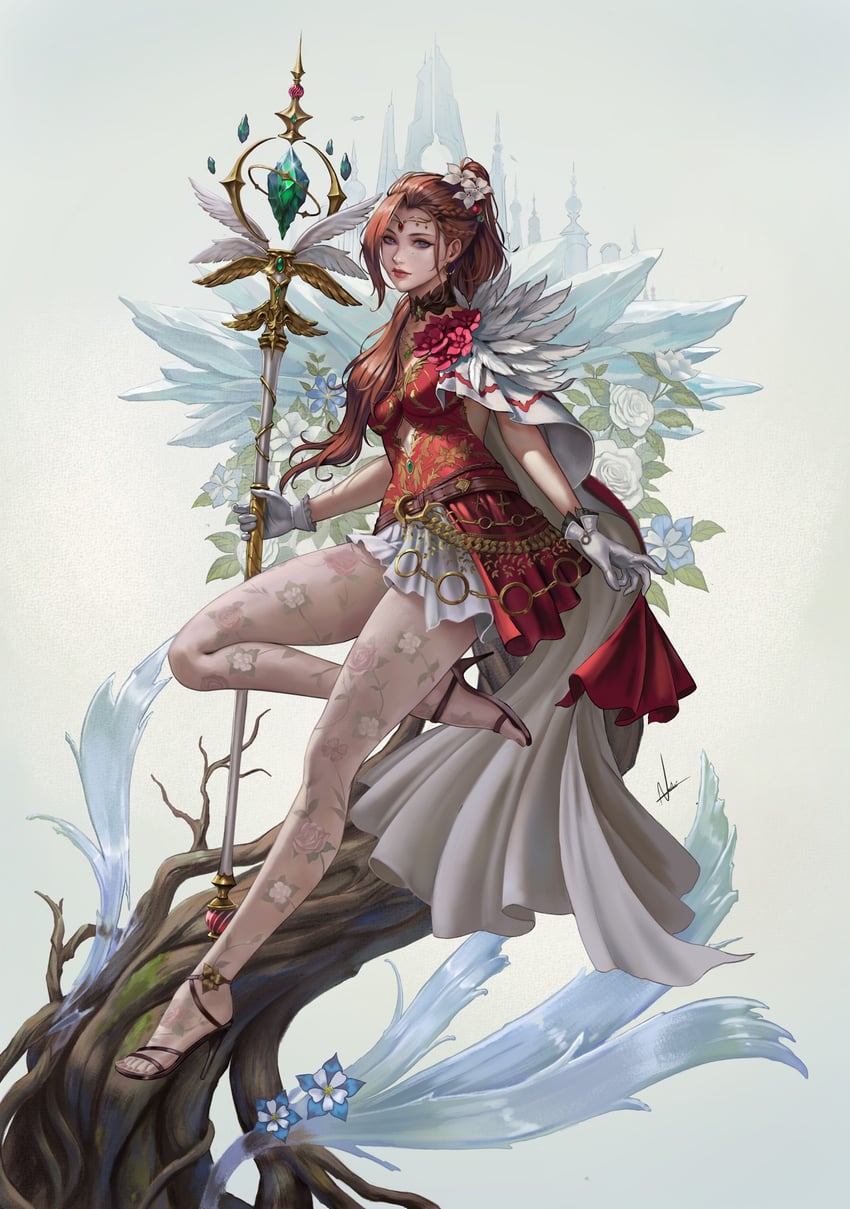 二次元插画 1名女孩 腰带 辫子 乳房 斗篷