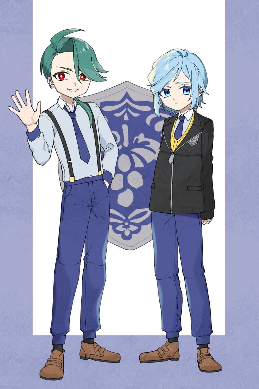 宝可梦、宝可梦 朱/紫、古鲁夏 (宝可梦) 1名男孩 1名女孩 幼化 呆毛 黑色夹克