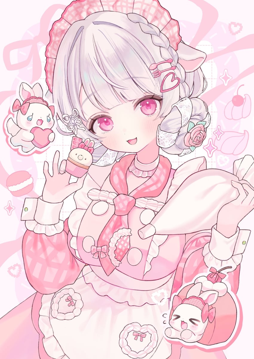 原创 1名女孩 猫脸笑 :D 兽耳 围裙