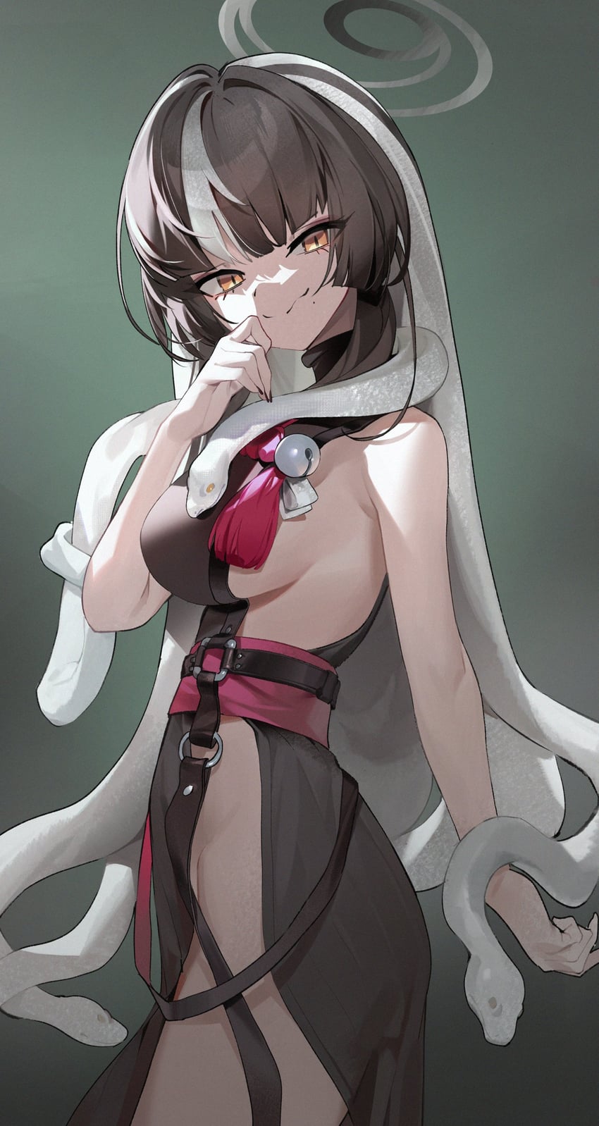 蔚蓝档案、蓟 (蔚蓝档案) 1名女孩 黑发 黑色和服 乳房 闭嘴