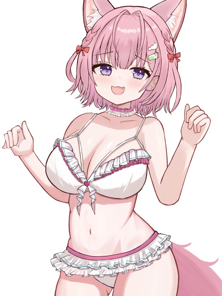 Hololive、博衣小夜里、博衣小夜璃 (夏季装) 1名女孩 兽耳 呆毛 露肩 比基尼