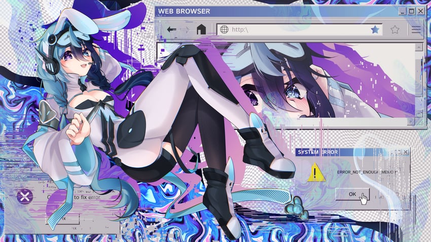 个人势虚拟主播、technoire (vtuber) 1名女孩 水色瞳 蓝眼 乳房 乳沟