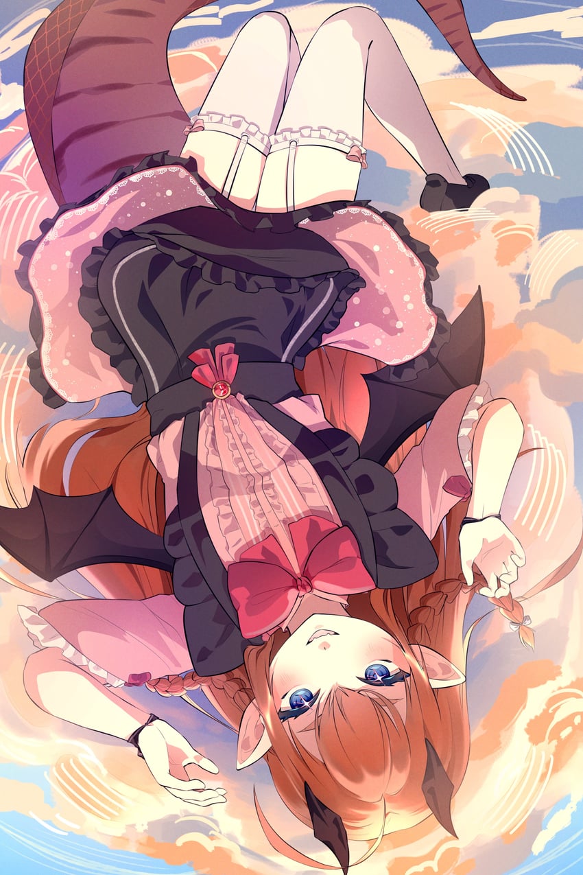 原创 1名女孩 蝙蝠翅膀 猫爪姿势 连衣裙 全身