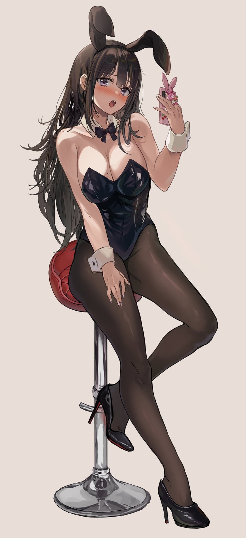 原创 1名女孩 替换腿部穿着 兽耳发箍 兽耳 黑色蝴蝶结