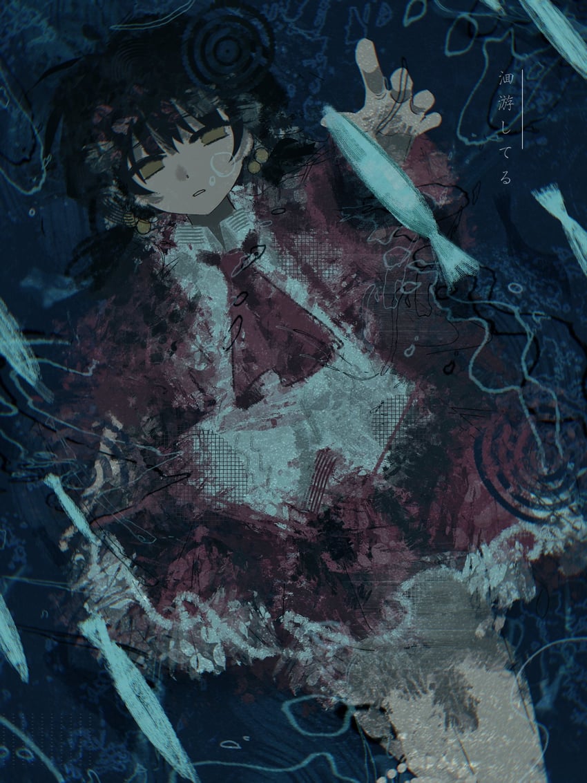 VOCALOID、歌爱雪、歌爱雪 (Vocaloid4) 1名女孩 漂浮 气泡 举手 阿斯科特领巾