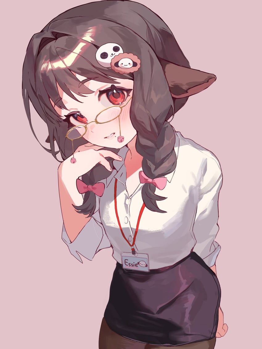 个人势虚拟主播、埃斯特尔 (VTuber) 1名女孩 替换服装 不同发型 兽耳 手放在背后