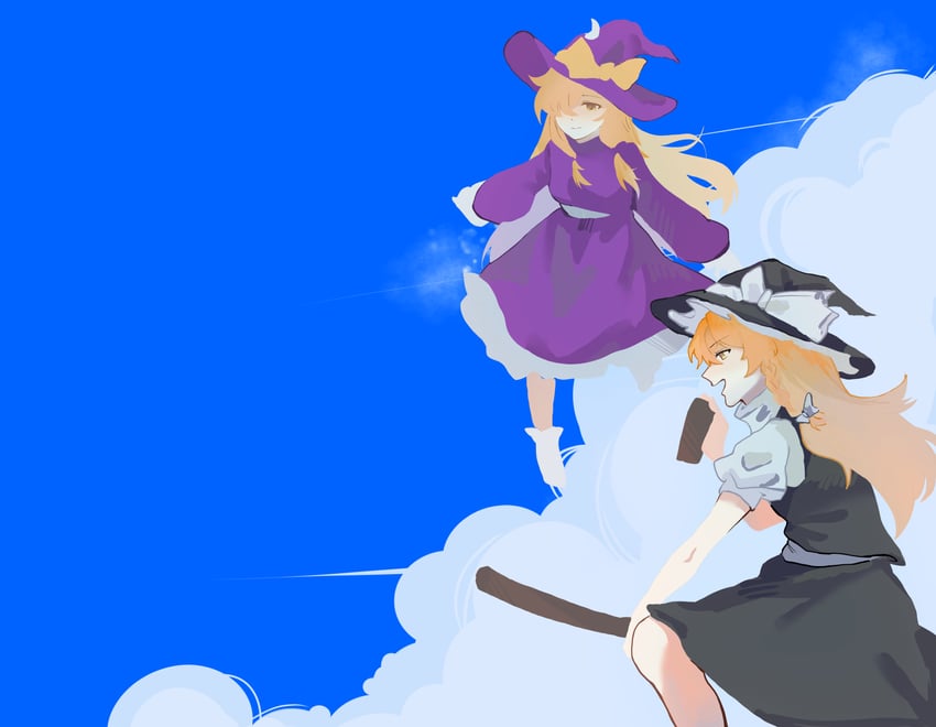 东方梦时空、东方Project、东方Project (PC-98) 2名女孩 围裙 黑帽子 黑色裙子 黑色马甲