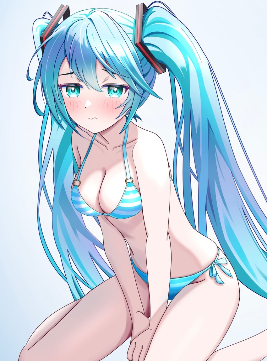 VOCALOID、初音未来 1名女孩 水色瞳 裸臂 腿间 比基尼