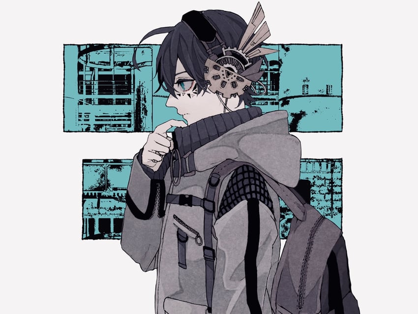 原创 1名男孩 呆毛 背包 包 黑发