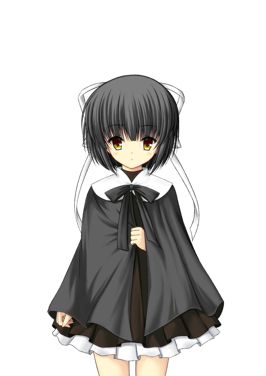Rewrite、岛子 (Rewrite) 1名女孩 手臂放在侧边 黑色蝴蝶结 黑色蝶形领结 黑色披肩