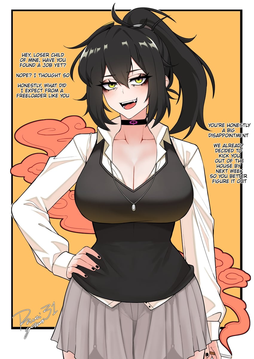 安迪与莉莱的棺材、蕾妮·格雷夫斯 1名女孩 黑色项圈 黑发 黑色指甲 乳房