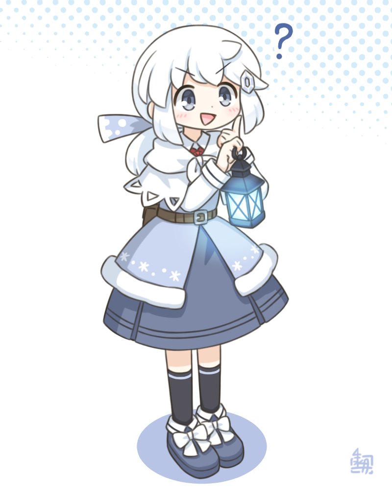 原创、露米里卡 (北川水月) 1名女孩 问号 作者标志 黑袜 蓝色夹克