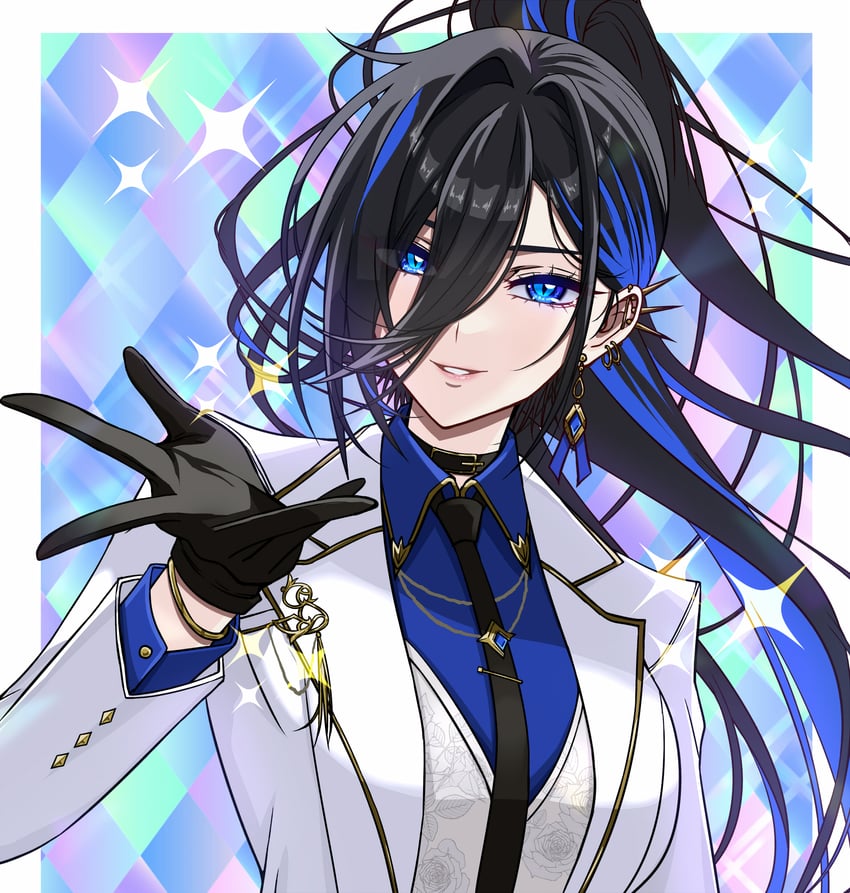 Phase Connect、绫濑优 1名女孩 黑色项圈 黑色手套 黑发 黑色领带