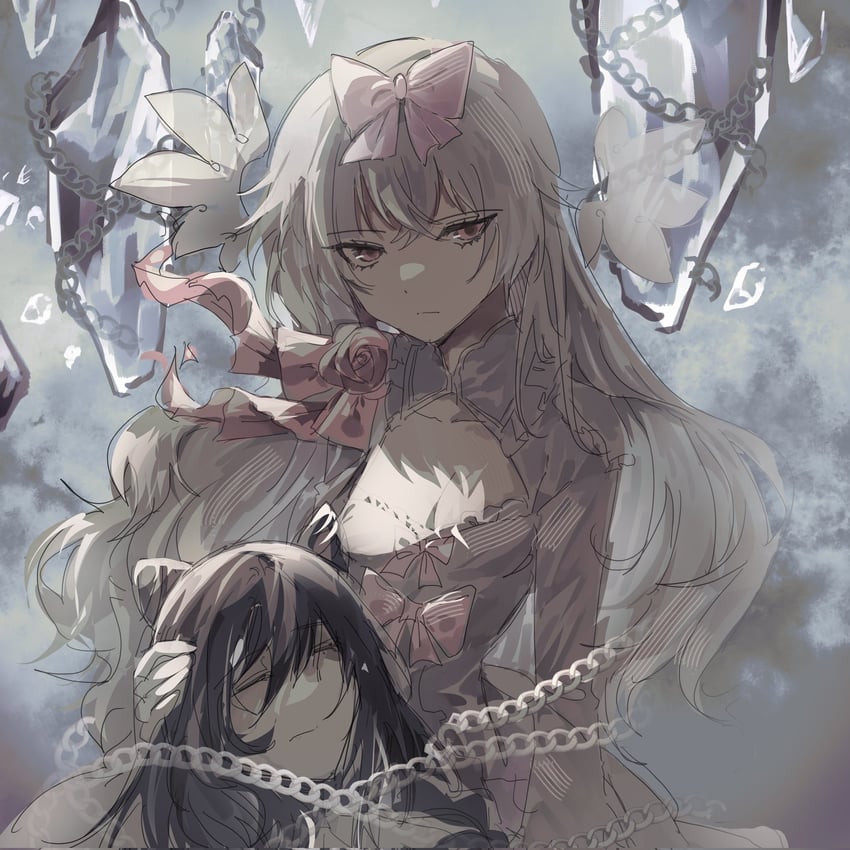 韵律源点 Arcaea、光 (Arcaea)、光(对立/Fatalis)(Arcaea) 2名女孩 蝴蝶结 蝴蝶结花 乳房 锁链