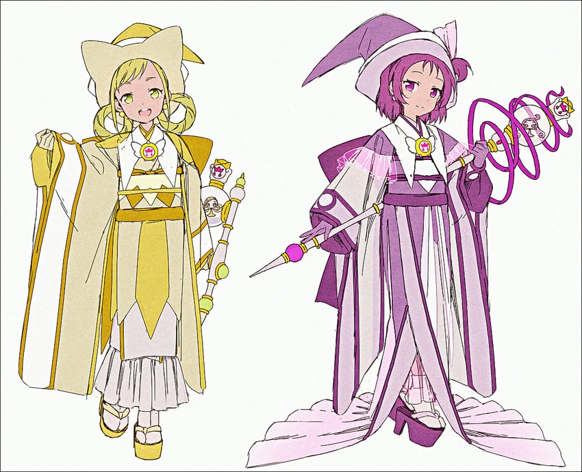 小魔女DoReMi、飞鸟桃子、妮妮（小魔女DoReMi） 2名女孩 改装服装 金发 胸针 闭嘴