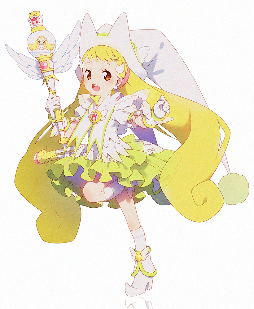 小魔女DoReMi、卷机山花、托托（小魔女DoReMi） 1名女孩 :D 金发 脸红 靴子
