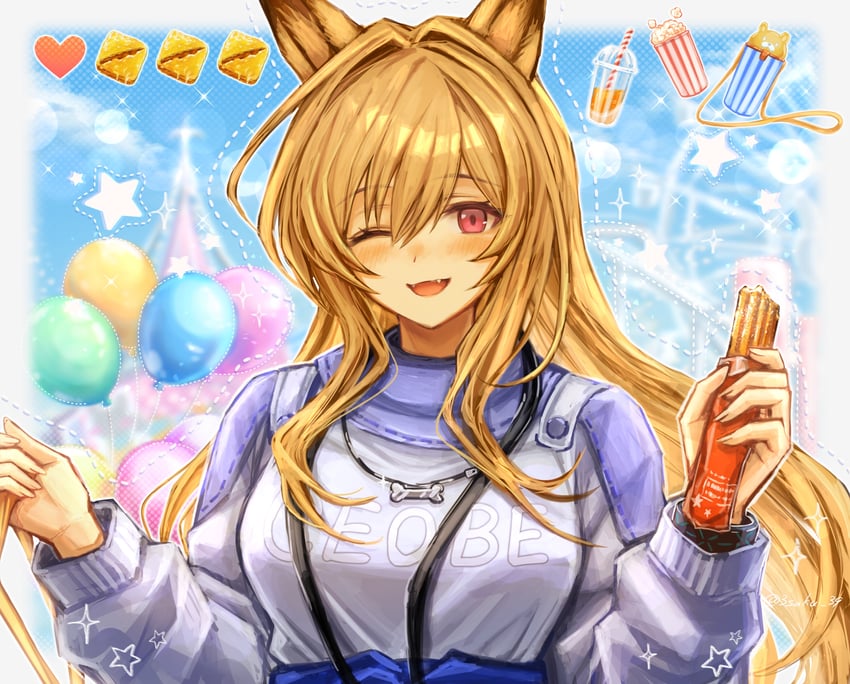 明日方舟、刻俄柏 1名女孩 :D 微笑 兽耳 金发
