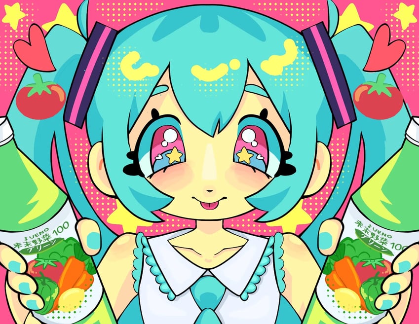 甩葱歌 (Vocaloid)、VOCALOID、初音未来 1名女孩 水色发 水蓝色指甲 水蓝色领带 水蓝色饰边