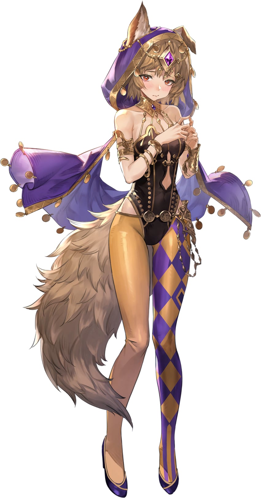 铃兰之剑、pooch runrun (sword of convallaria) 1名女孩 兽耳 菱格纹衣服 菱形格纹裤袜 臂环