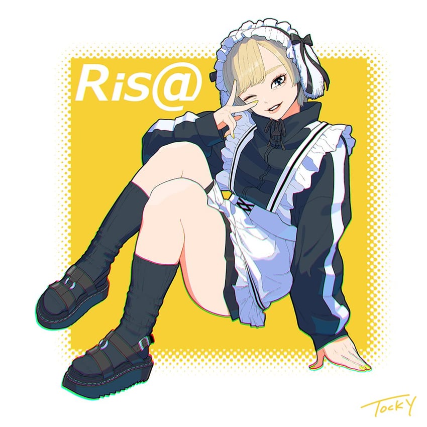现实生活、risamaru (cosplayer) 1名女孩 卧蚕 围裙 不对称刘海 黑色夹克