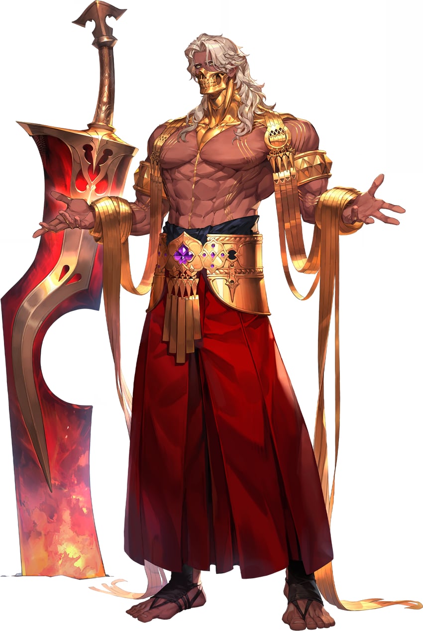 铃兰之剑、shams (sword of convallaria) 1名男孩 赤脚 深色皮肤男性 黑肉 金色披肩