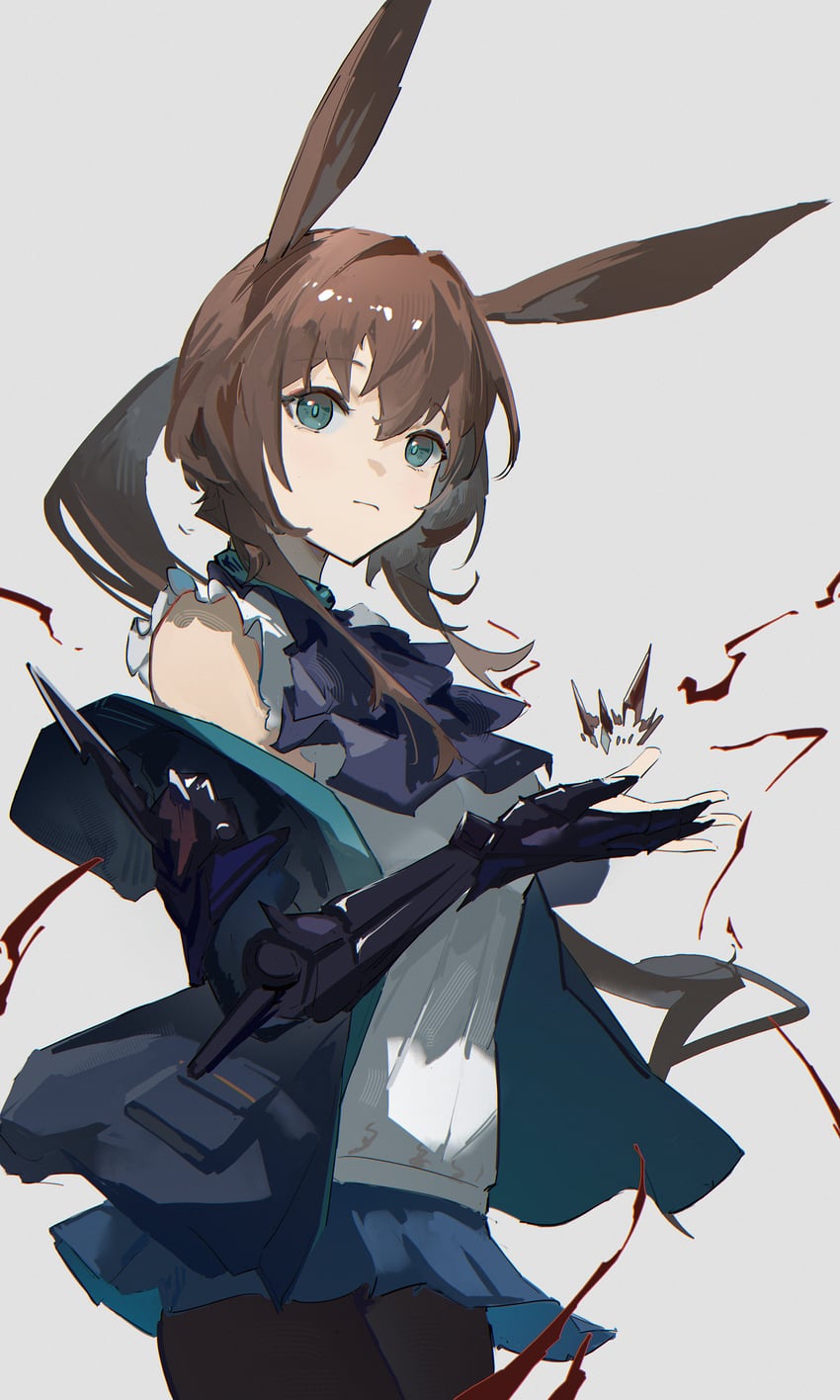明日方舟、阿米娅 (明日方舟)、阿米娅 (近卫) (明日方舟) 1名女孩 替换腿部穿着 兽耳 阿斯科特领巾 露肩
