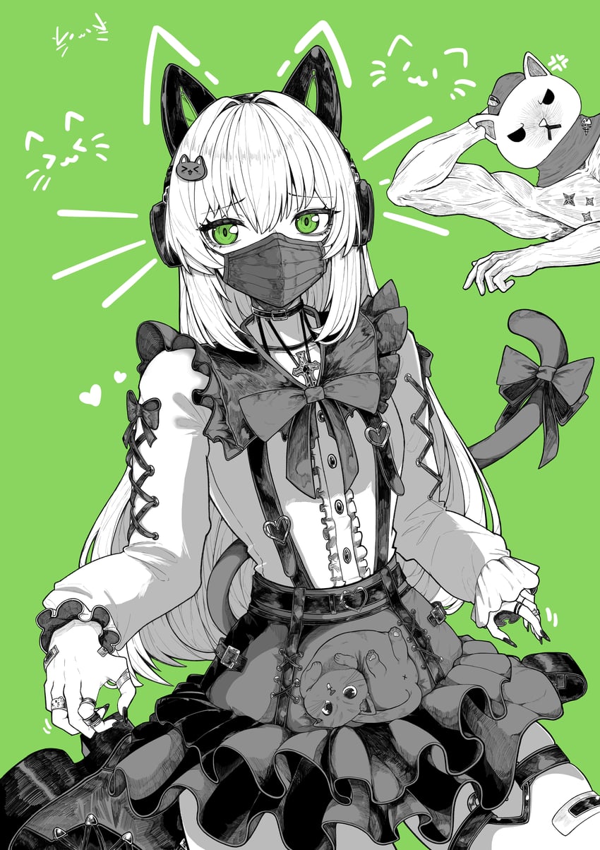 少女前线、少女前线2：追放、哈普西 (少女前线2) 兽耳耳机 兽耳 猫耳耳机 猫耳 猫尾