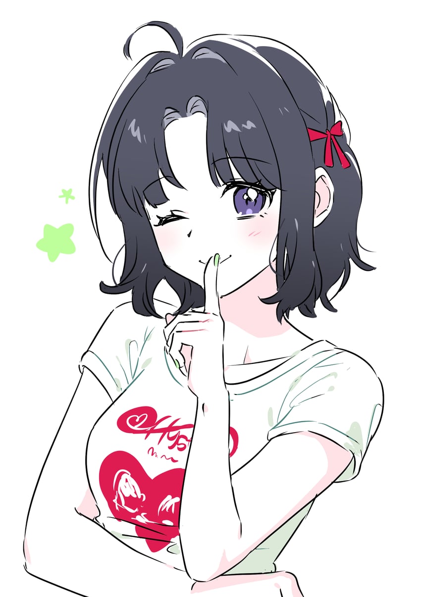 少女乐队的呐喊、安和昴 1名女孩 呆毛 发型长度变动 (更短) 黑发 乳房
