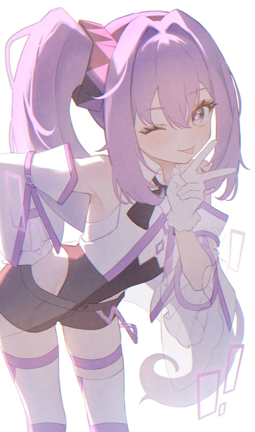 韵律源点 Arcaea、爱酱 (Arcaea) 1名女孩 不对称腿部穿着 露肩 黑色领巾 黑色短裤
