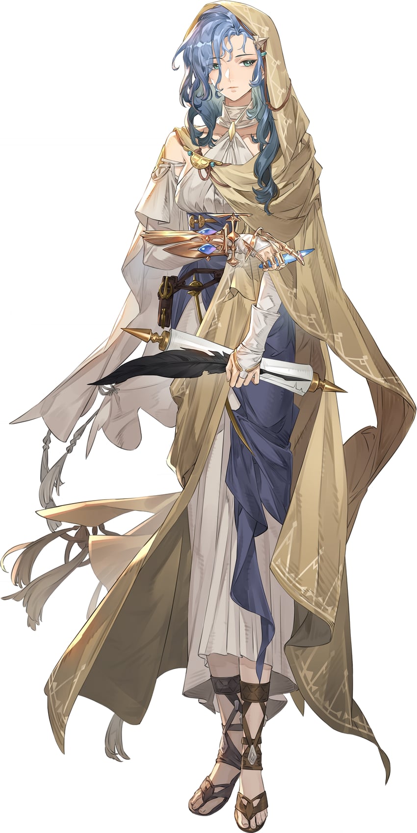 铃兰之剑、yeganeh (sword of convallaria) 1名女孩 古希腊服饰 蓝眼 蓝发 婚礼长手套