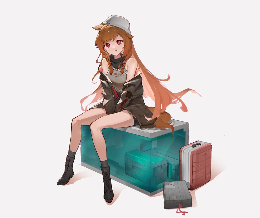明日方舟、刻俄柏、刻俄柏 (自在) (明日方舟) 1名女孩 兽耳 露肩 腿间 黑色靴子