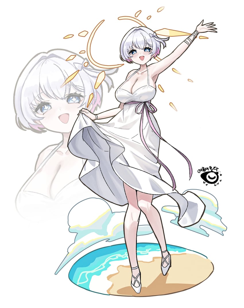 胜利女神：妮姬、莉莉薇丝 (妮姬) 1名女孩 海滩 乳房 乳沟 云