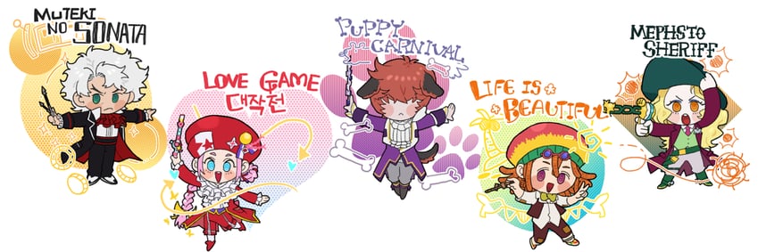Classicaloid、弗朗茨·李斯特 (古典loid)、弗朗茨·舒伯特 (Classicaloid) 1名女孩 4个男孩 兽耳 阿斯科特领巾 腰带