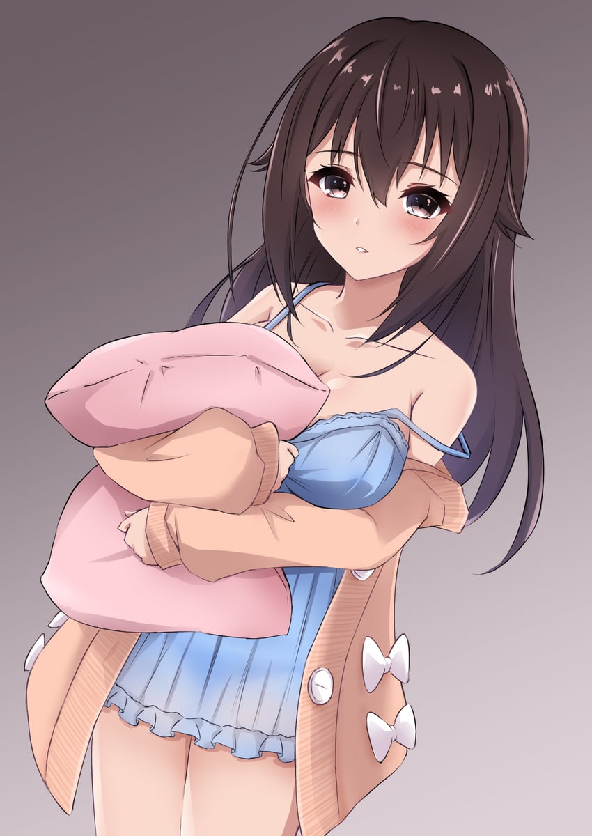 Hololive、时乃空 1名女孩 替换服装 蓝色连衣裙 脸红 乳房