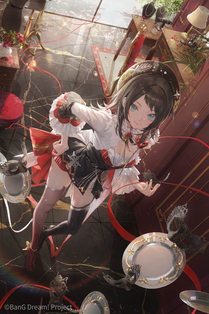 BanG Dream!、Bang Dream! It's MyGO!!!!!、八幡海铃 1名女孩 贝雷帽 黑发 黑帽子 黑色过膝袜
