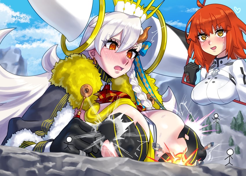 Fate/Grand Order、Fate系列、E大玛丽 呆毛 阿斯科特领巾 黑色手套 辫子 乳房