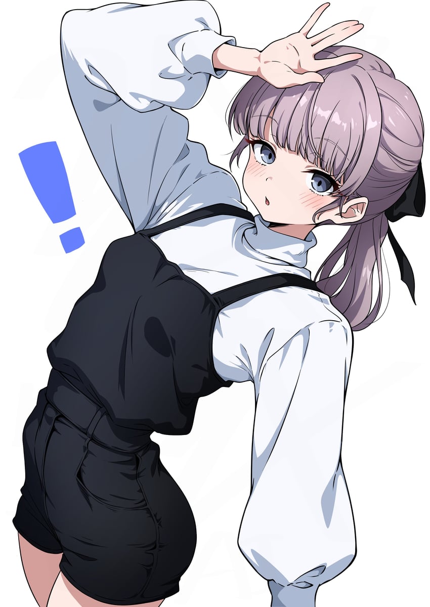VRChat、麦鸡 (VRChat) ! 1名女孩 举手 黑色蝴蝶结 黑色背带裤