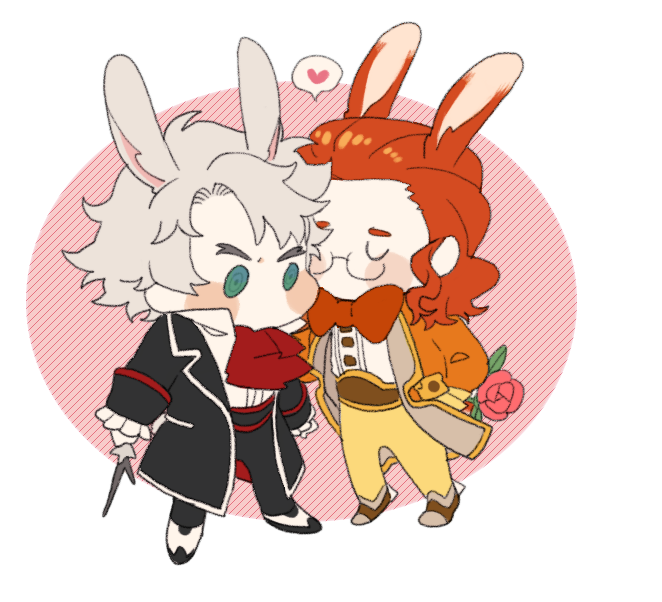Classicaloid、弗朗茨·舒伯特 (Classicaloid)、贝多芬 (Classicaloid) 2个男孩 兽耳 阿斯科特领巾 黑色夹克 黑裤子