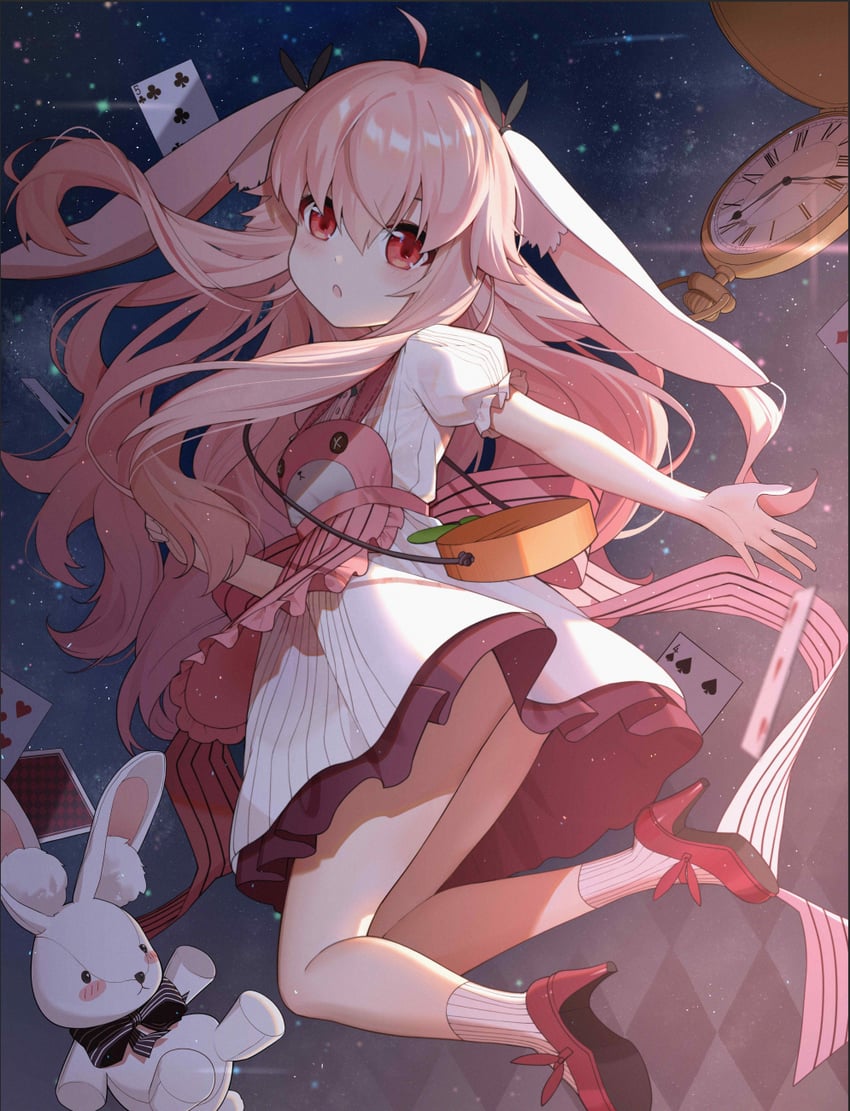 原创 1名女孩 呆毛 兽耳毛 兽耳 连衣裙