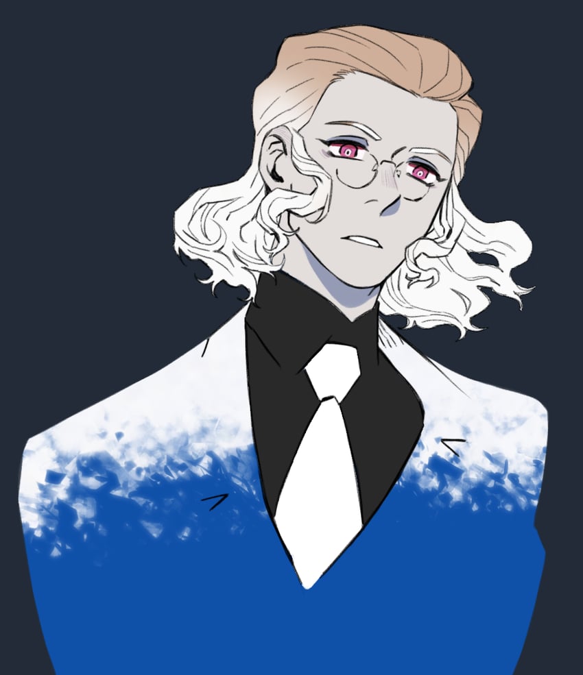 Classicaloid、弗朗茨·舒伯特 (Classicaloid) 1名男孩 有领衬衫 眼镜 灰色背景 看向前方