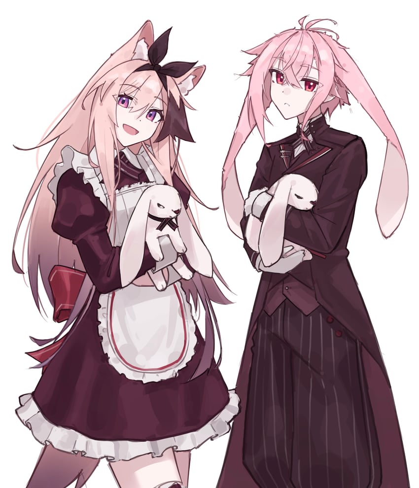 明日方舟、安赛尔 (明日方舟)、安赛尔 (夜间咖啡厅) (明日方舟) 1名男孩 1名女孩 呆毛 替换服装 动物