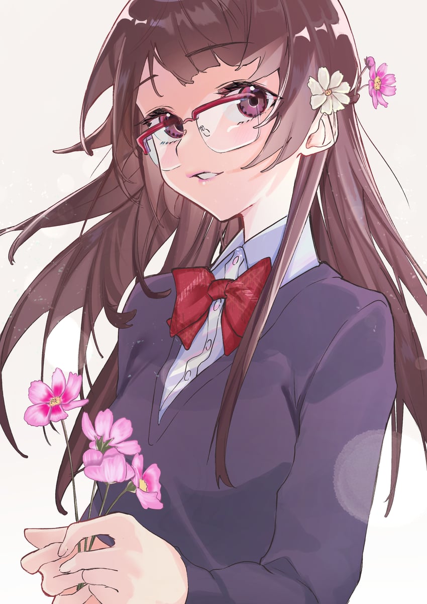 原创 1名女孩 蝴蝶结 蝶形领结 棕眼睛 棕发
