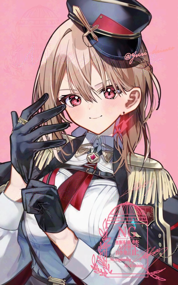 彩虹社、芙莲·E·露丝塔莉欧、furen e lustario (9th costume) 1名女孩 整理衣服 整理手套 黑色大衣 黑色手套