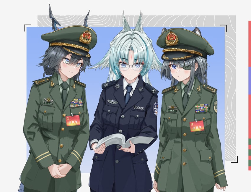 明日方舟、明日方舟：终末地、秘术师 (明日方舟) 3人女子 替换服装 兽耳 黑发 黑色夹克