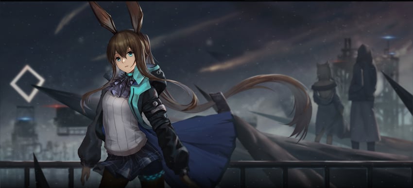 明日方舟、阿米娅 (明日方舟)、博士 (明日方舟) 1个其他角色 2名女孩 性别不明 兽耳 阿斯科特领巾