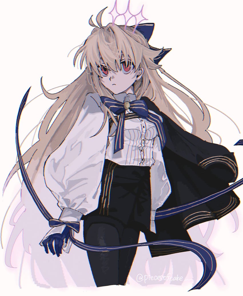 Fate/Grand Order、Fate系列、爱尔奎特 (地球姬) 1名女孩 呆毛 黑色短裤 蓝色蝴蝶结 蓝色手套