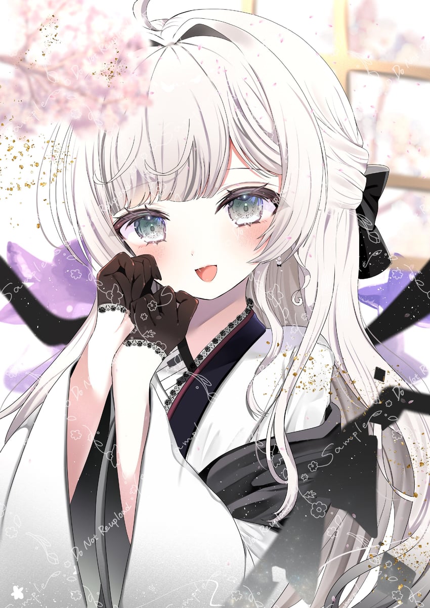 个人势虚拟主播、ichigo kokone 1名女孩 :D 呆毛 黑色蝴蝶结 黑色手套