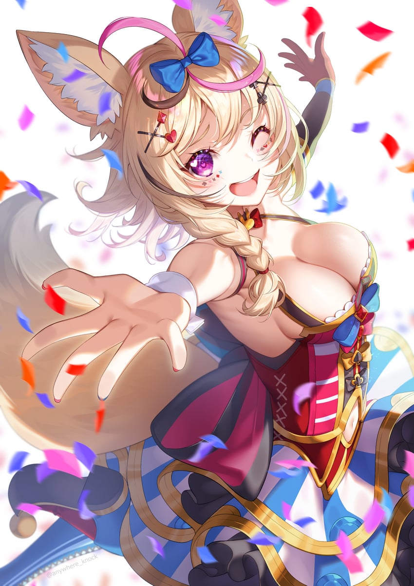 Hololive、尾丸波尔卡、尾丸波尔卡 (第一套服装) 1名女孩 呆毛 兽耳毛 兽耳 金发