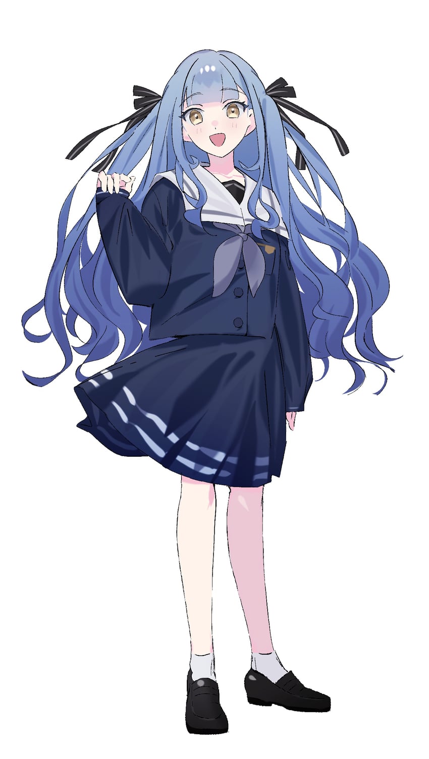 BanG Dream!、Bang Dream! It's MyGO!!!!!、丰川祥子 1名女孩 黑色丝带 黑鞋 蓝发 蓝色衬衫