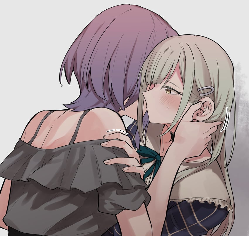BanG Dream!、Bang Dream! It's MyGO!!!!!、若叶睦 2名女孩 黑色项圈 脸红 项圈 闭嘴